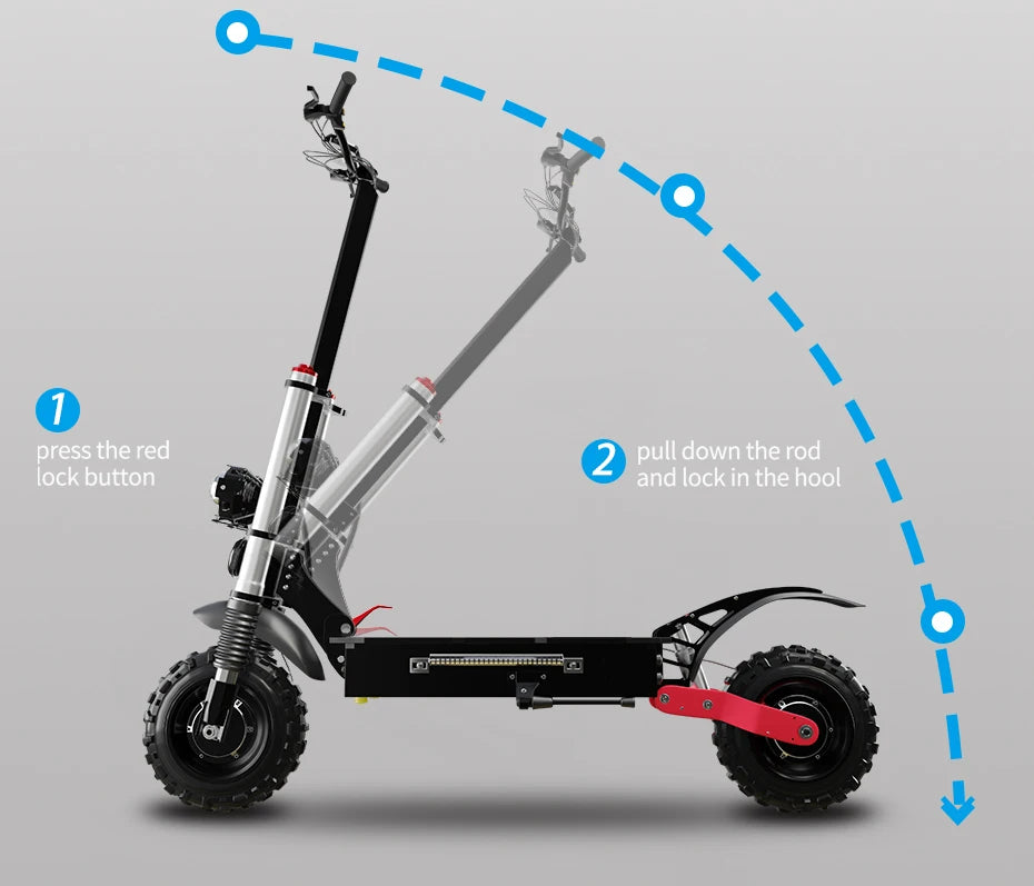 60-85KM/H Fast Electric Scooter for Adults, 1200W-6000W High Power E Scooter Single/Dual Motor, 48V 52V 60V 72V Long Range 40-100KM, 10Ah-30Ah Battery, 11 Inch Off Road Fat Tire All Terrain Electric Scooter with Dual Suspensi