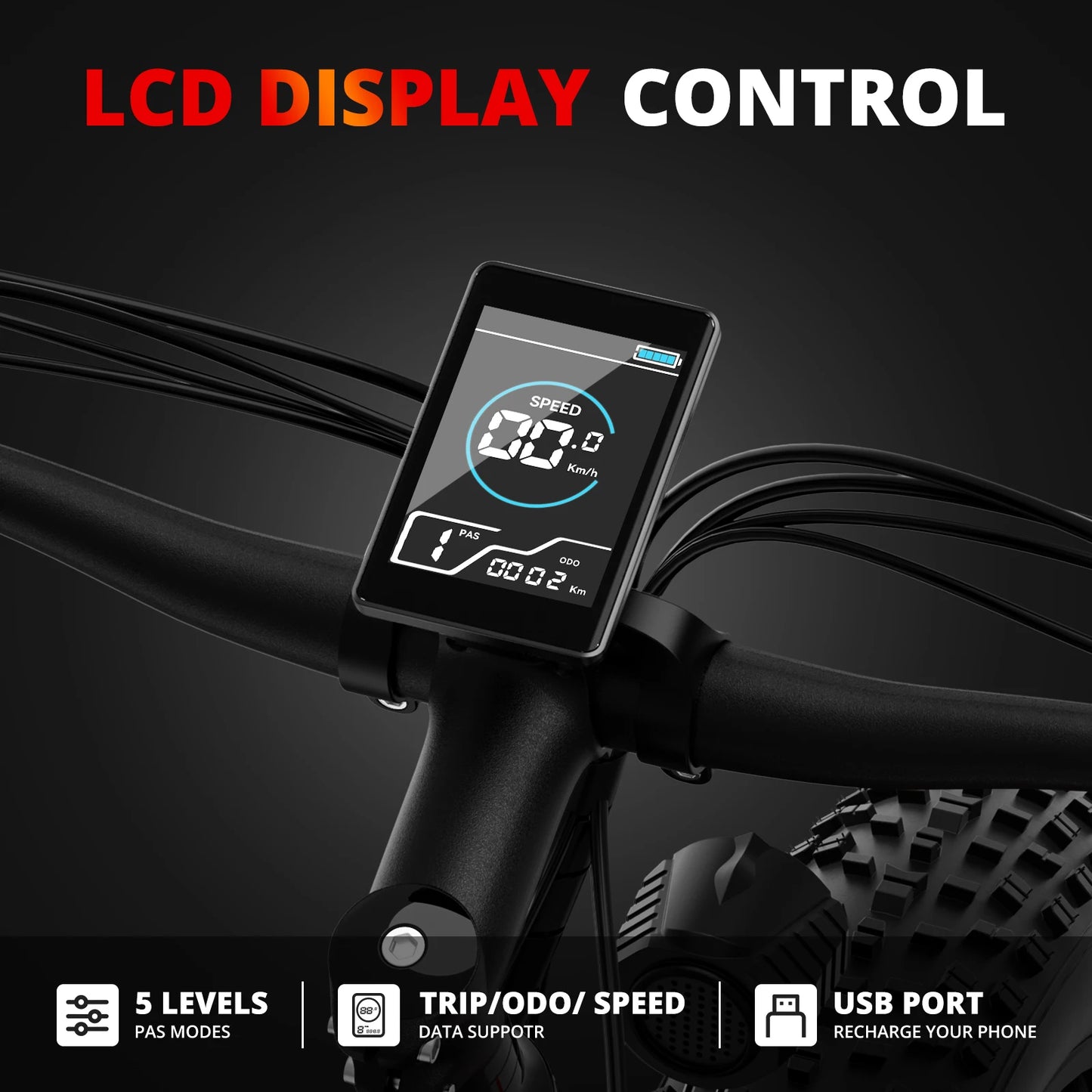 Electric Bike EB26 Adults Electric Bicycle Peak 1500W 48V 15AH e bike 26" Fat Tire Mountain Bike 31mph  Electric Dirt Bike
