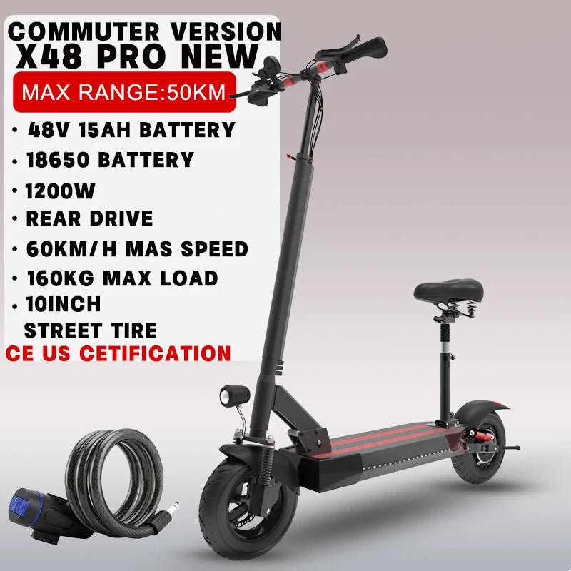 60-85KM/H Fast Electric Scooter for Adults, 1200W-6000W High Power E Scooter Single/Dual Motor, 48V 52V 60V 72V Long Range 40-100KM, 10Ah-30Ah Battery, 11 Inch Off Road Fat Tire All Terrain Electric Scooter with Dual Suspensi