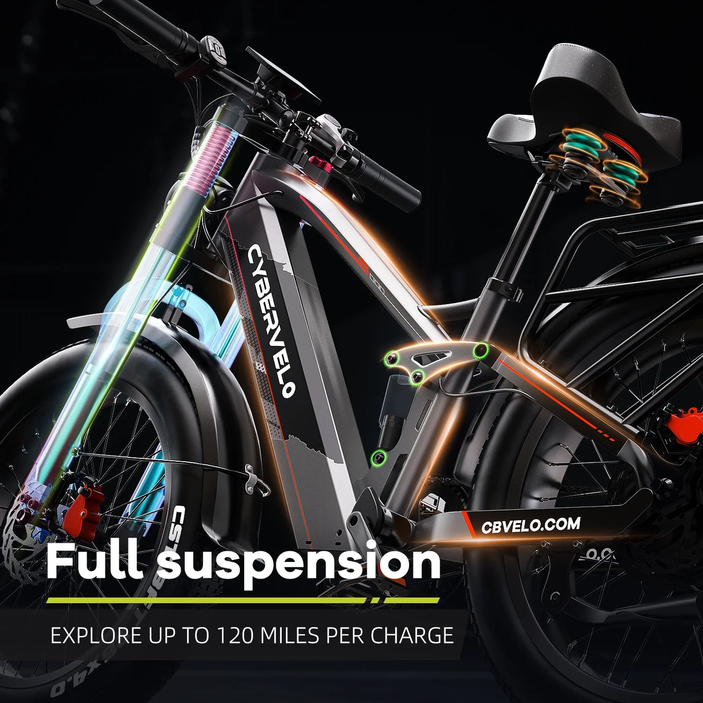 Strong Power Ebike, 5000W Motor Off Road Electric Bike, 100 Miles Long Range, 26"x4.0” Fat Tire, 60V 50Ah Big Battery EK9