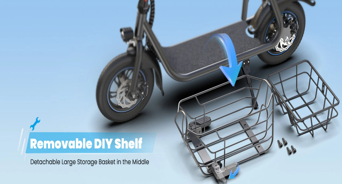 Electric Scooter with Basket for Pet, 3 Riding Modes Foldable Electric Scooter for Adults - up to 20 Miles 18.6MPH