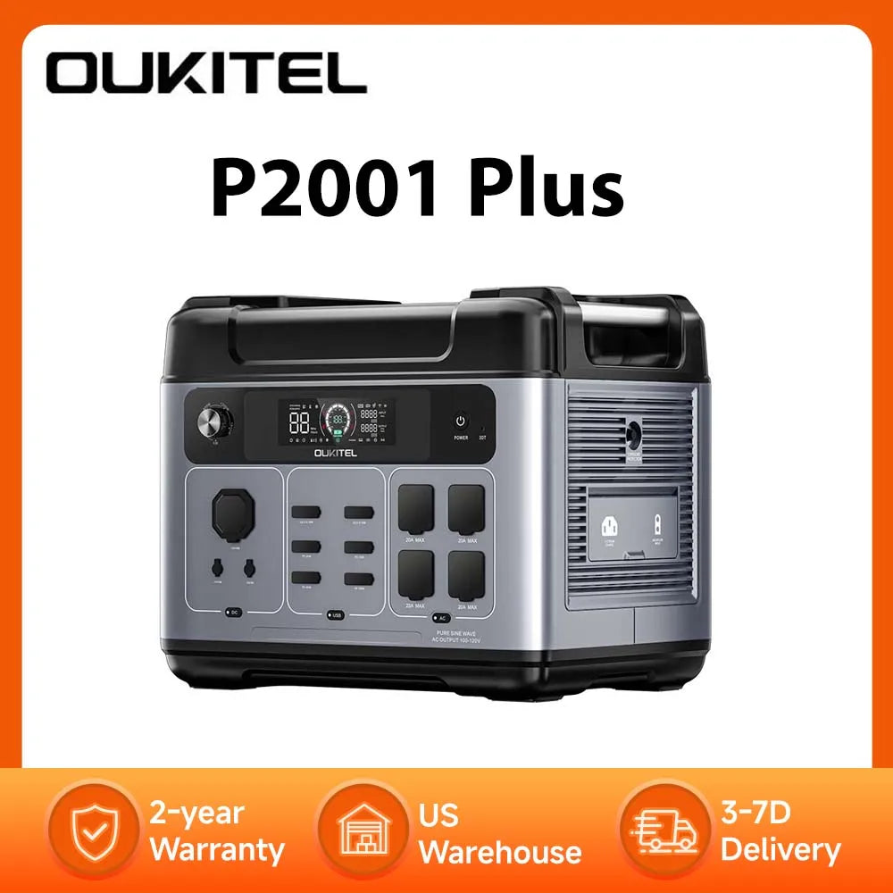 P2001 Plus 2400W Power Station 2048Wh Solar Generator 1.5H Full Charging, APP Control Battery Backup for Outdoor Camping