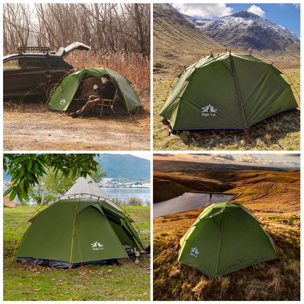 Backpacking Tent 2 Person Lightweight Camping Tent with Foldable Pole, Lightweight Fast Setup Double Layers Waterproof Ultralight Tent Compact 7x4.4ft - Two Doors