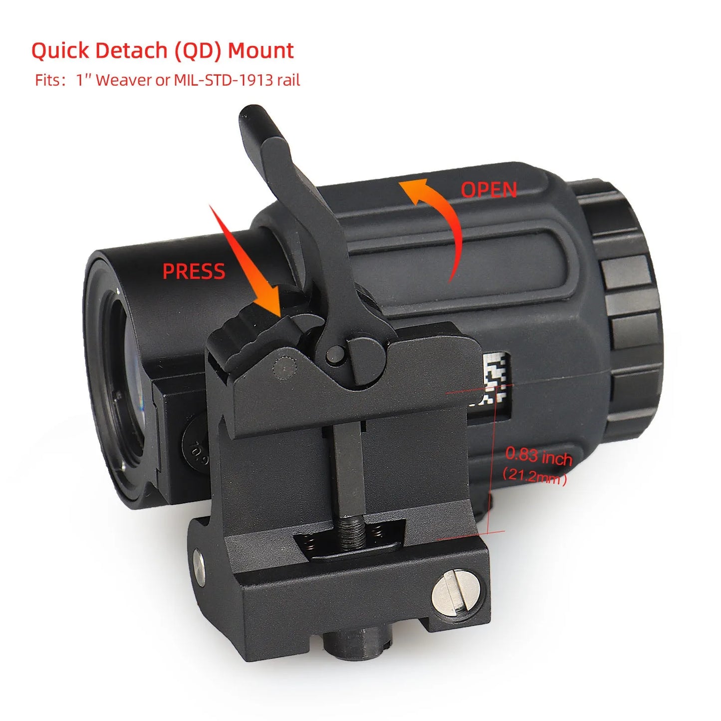 Tactical G33 G43 G45 Sight Fixed 3X 5X Magnifier Scope with Quick Disassembly and Flipping for Airsoft Hunting