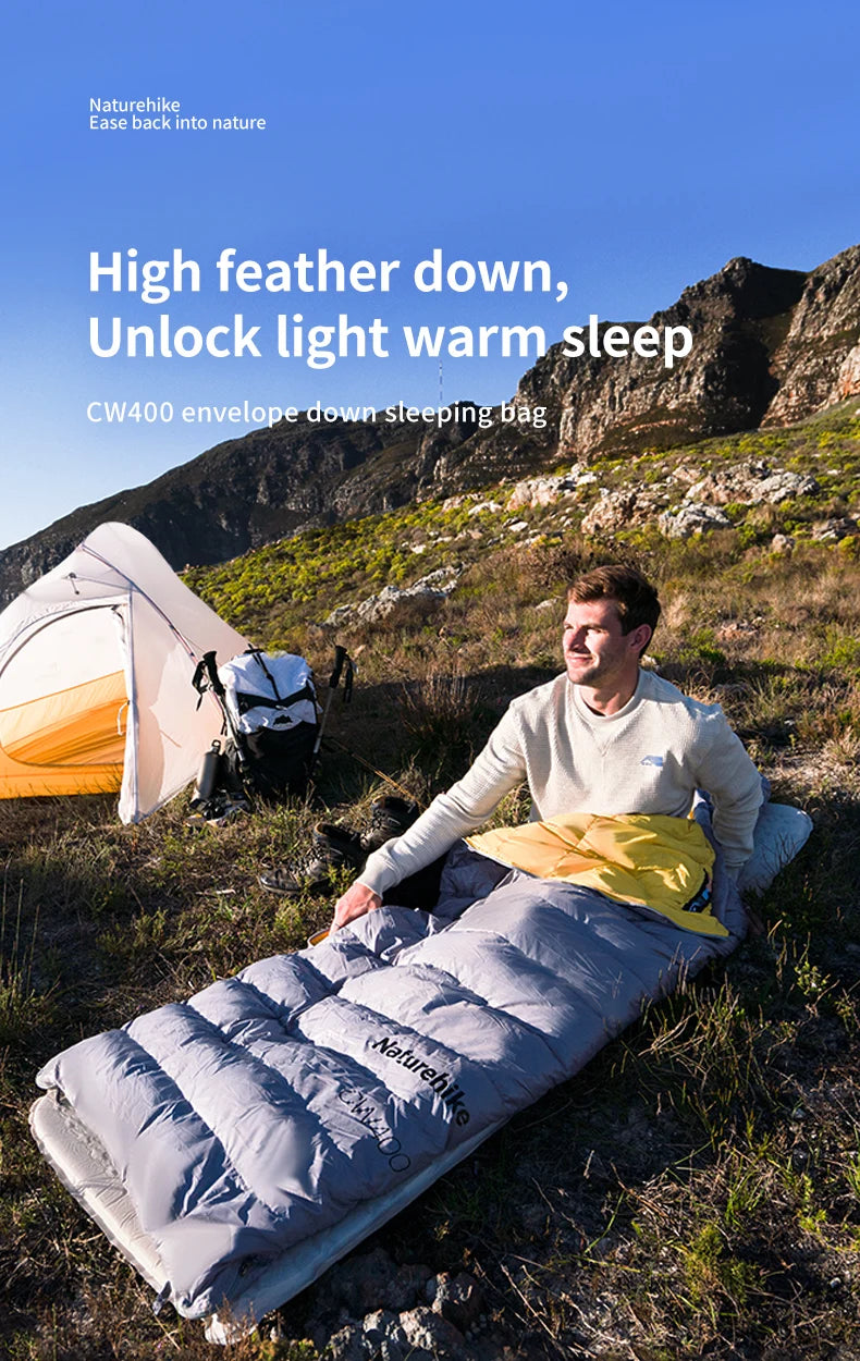 CW700 Sleeping Bag Ultralight Down Sleeping Bag for Adults Outdoor Winter Warm 650FP Duck Down Envelope Sleeping Bag