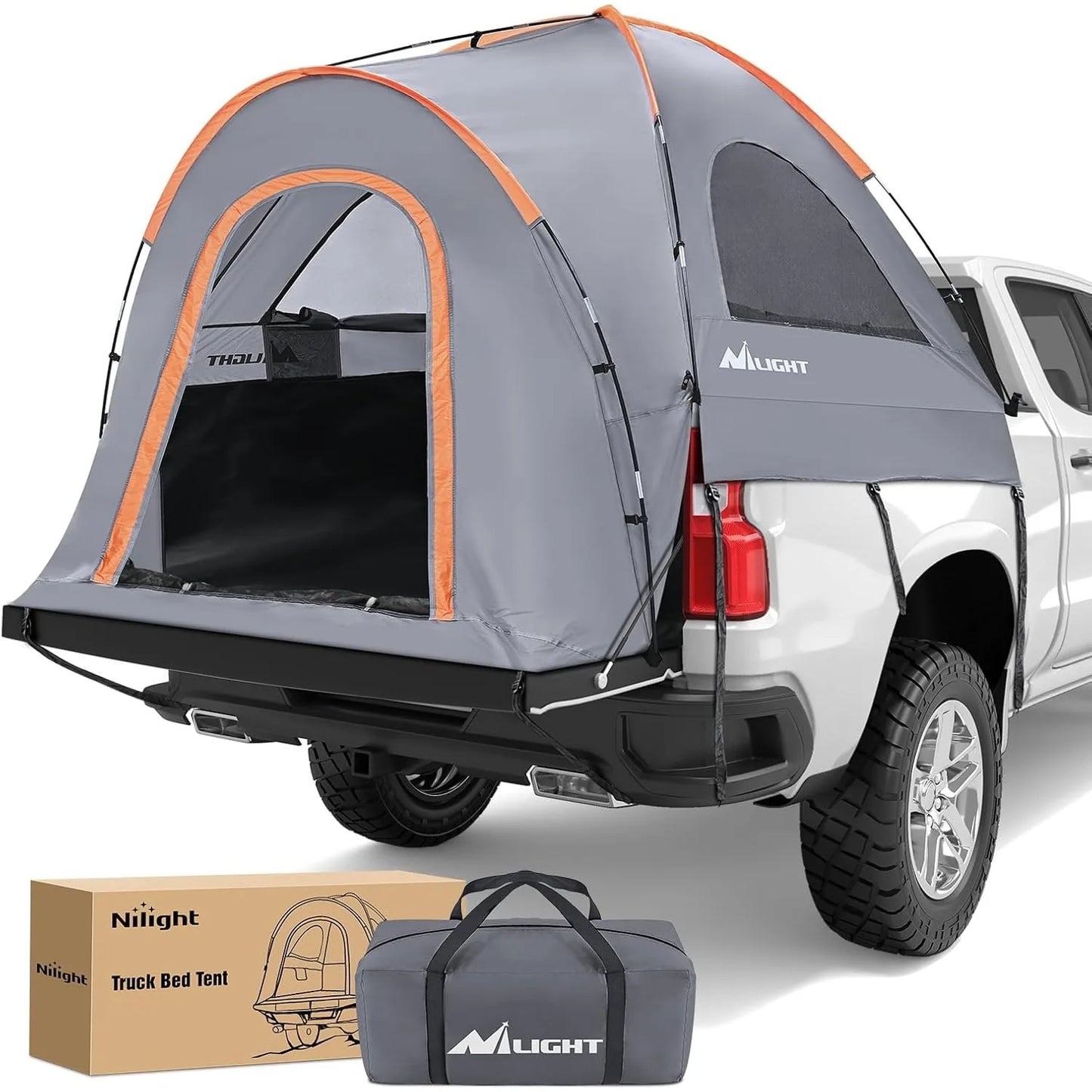 Truck Bed Tent, Pickup Tent 2 Person Waterproof PU2000mm Double Layer for Full Size Truck Camping Outdoor Travel, 8-8.5FT / 5.2-5.8 FT / 6.4-6.7 FT, Portable Pickup Camping Tent for Outdoor Road Trip Adventure