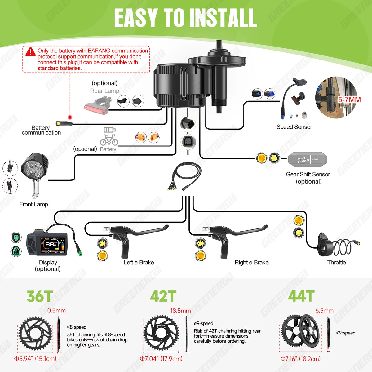 750w 48v Kit Complete Mid Drive Motor 8fun BBS02 Bicycle Electric EBike Conversion Kit Powerful Central E-Bike Engine CAN