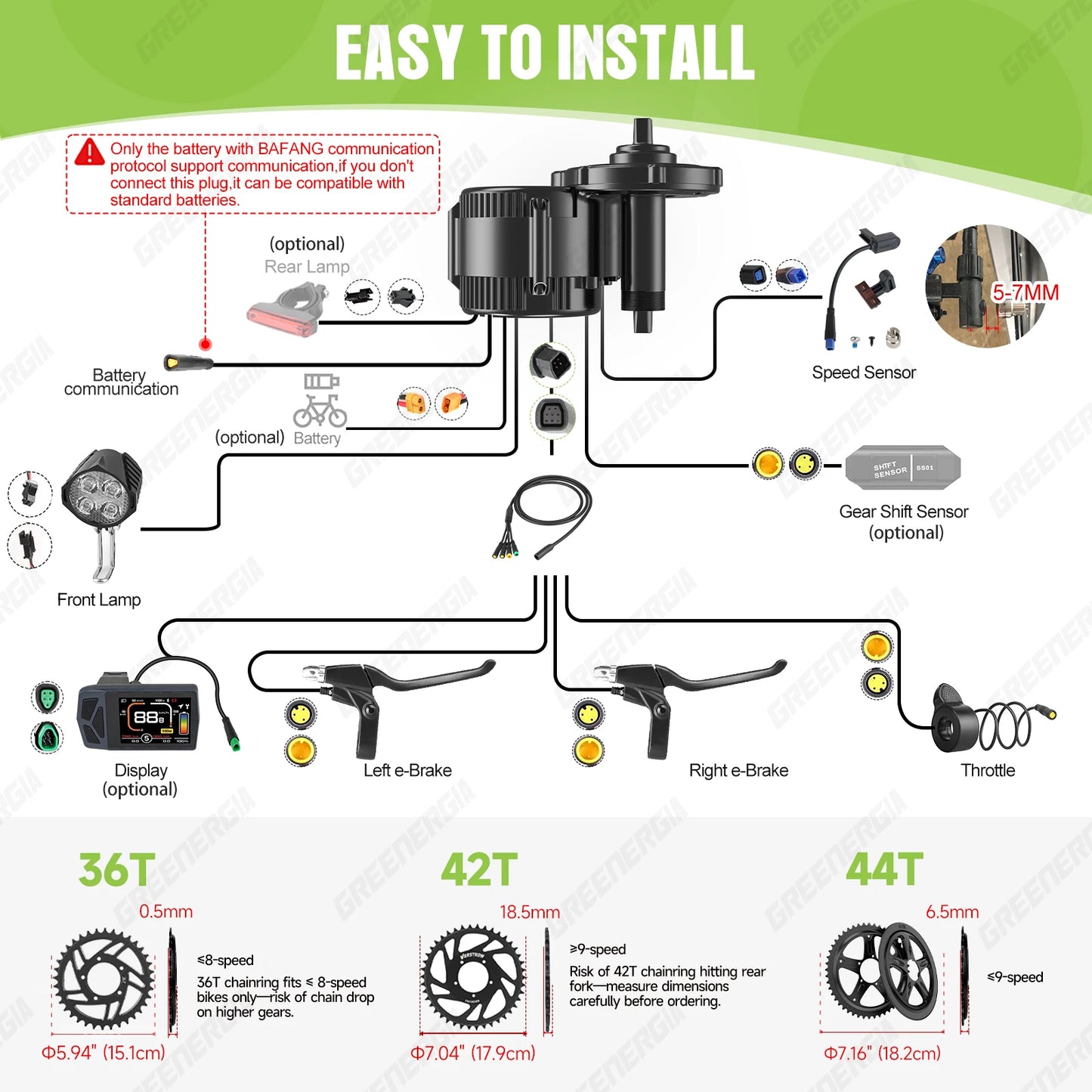 750w 48v Kit Complete Mid Drive Motor 8fun BBS02 Bicycle Electric EBike Conversion Kit Powerful Central E-Bike Engine CAN