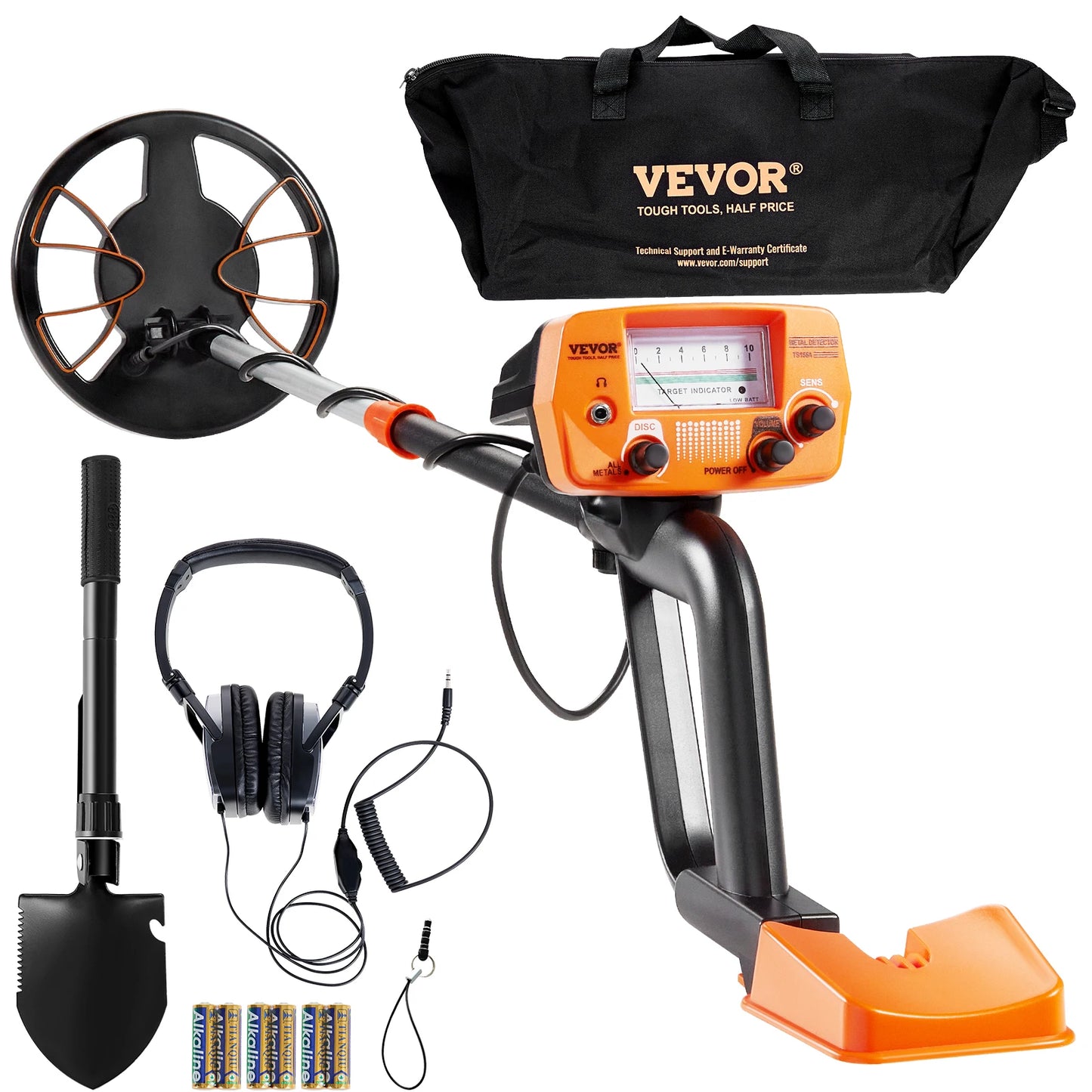 Metal Detector 8 Inch Waterproof Search Coil High Accuracy Pointer Display Adjustable 38''-49'' Aluminum Stem Detector