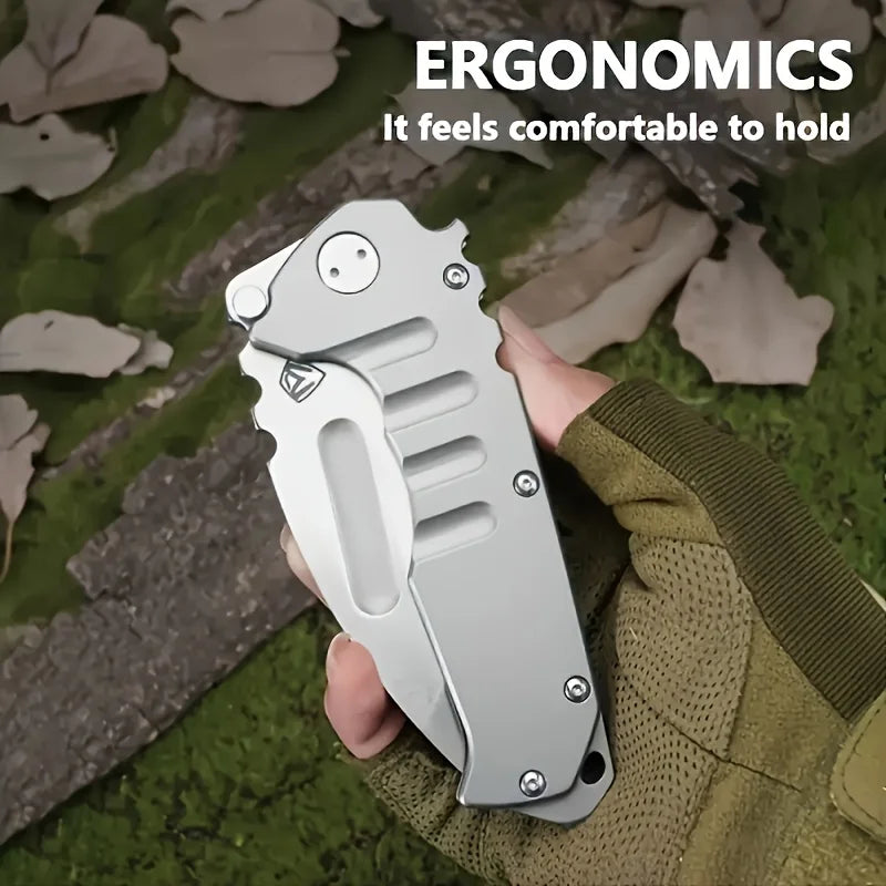 Folding tactical knife, sharp stainless steel blade, lightweight metal handle suitable for camping, hunting, emergency rescue