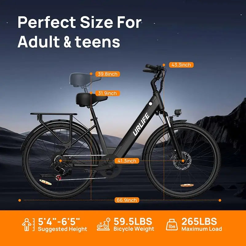 E26 E-Bike 26x2 Inch Tires 48V 10.4Ah Removable Battery LCD Display 7-Speed Hydraulic Disc Brake Adult City Electric Bicycle