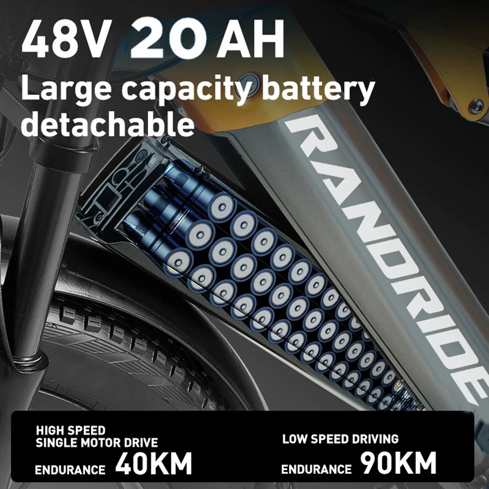 Electric Bicycle 2000W Motor 48V 20Ah Battery 50km/h E-Bike 26x4 Inch Tire Off-road Electric Bike Mountain Ebike Snowmobile Bike