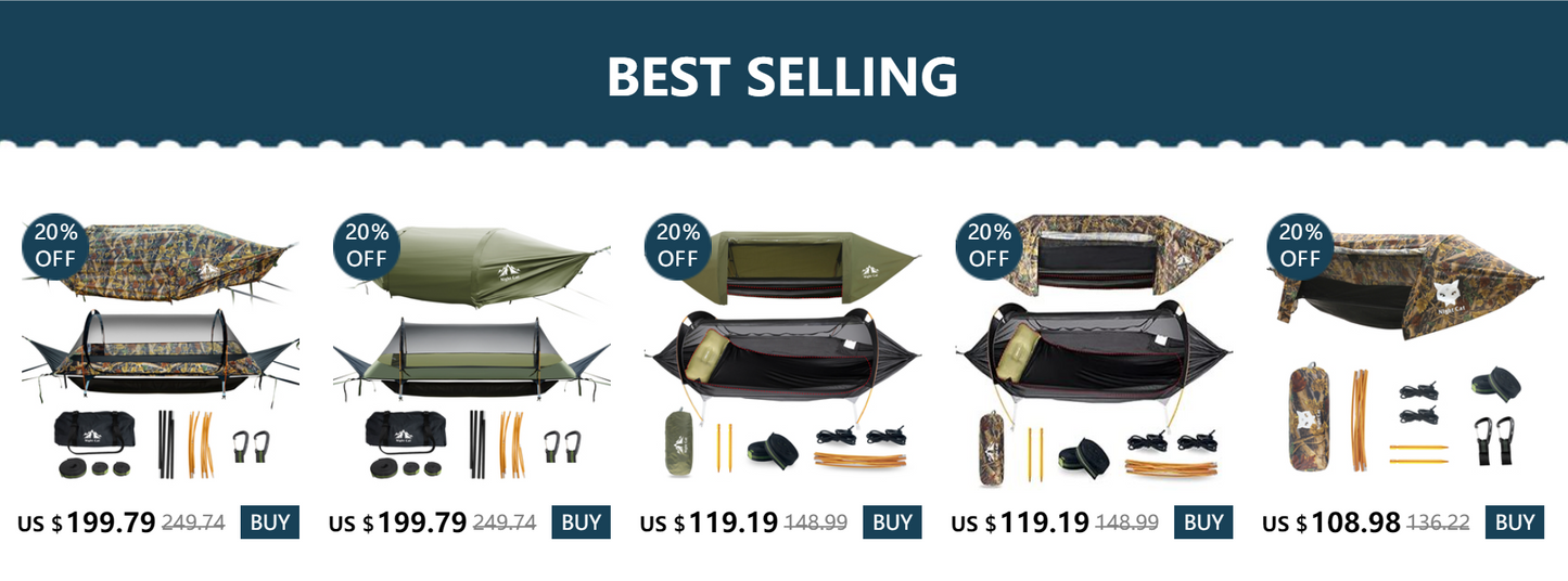 Flat Lay Hammock Tent with Mosquito Net Waterproof Rainfly Storage Room