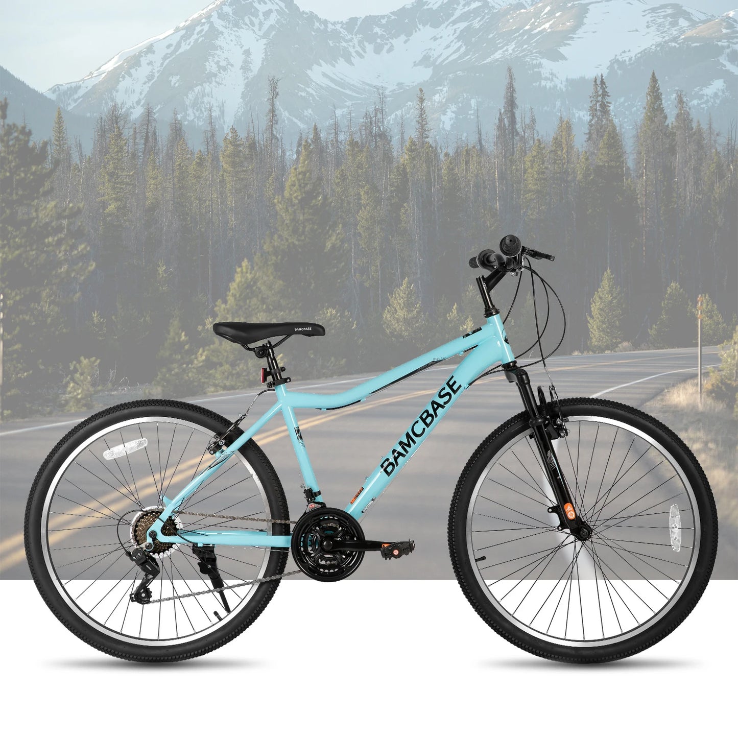 26 Inch Women‘s Mountain Bike, 21 Speed Steel Frame Adult Bicycle, Man MTB Bikes with Suspension Fork, Purple Green White