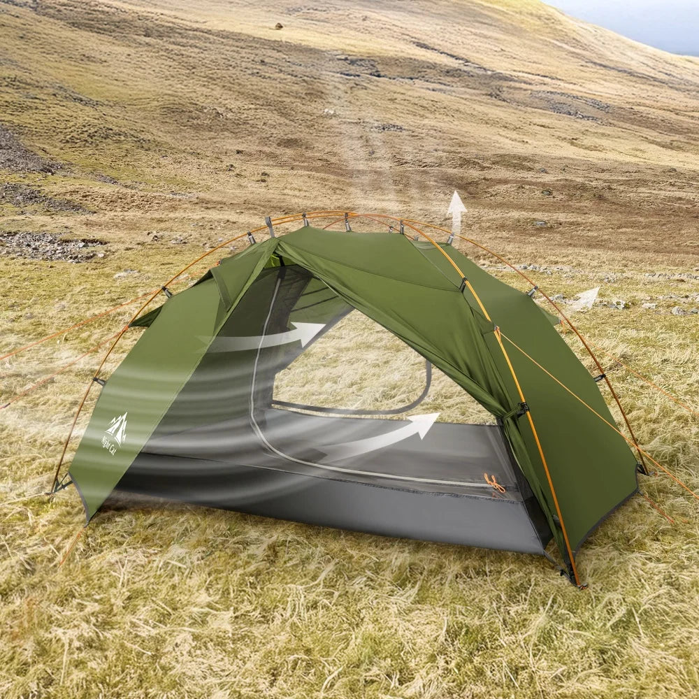 Backpacking Tent 2 Person Lightweight Camping Tent with Foldable Pole, Lightweight Fast Setup Double Layers Waterproof Ultralight Tent Compact 7x4.4ft - Two Doors