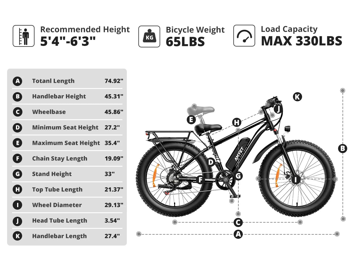 Electric Bike EB26 Adults Electric Bicycle Peak 1500W 48V 15AH e bike 26" Fat Tire Mountain Bike 31mph  Electric Dirt Bike