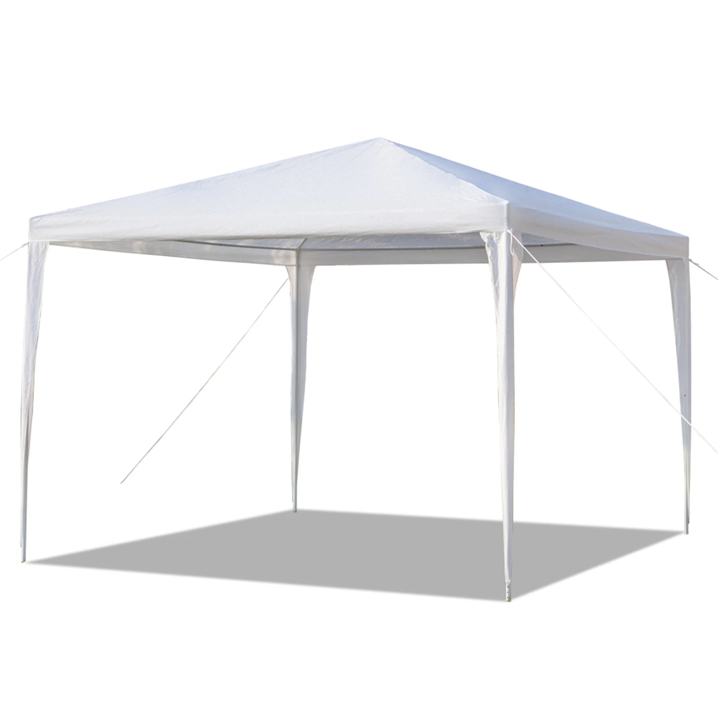 3 x 3 m Waterproof Tent with Spiral Tubes PE Cloth Iron Frame Outdoor Party Wedding Gazebo Heavy Duty Easy Setup White
