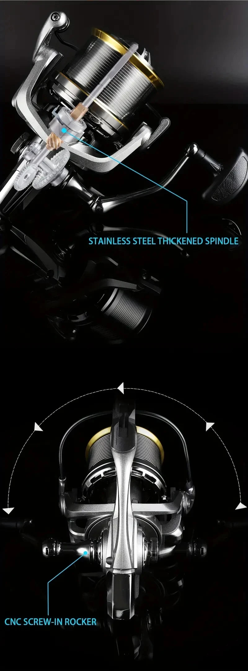 Spinning Reel 44LB Max Drag,4.8:1 Gear Ratio,NGK 8000~14000 Series Long Casting Fishing Reels for Saltwater Freshwater