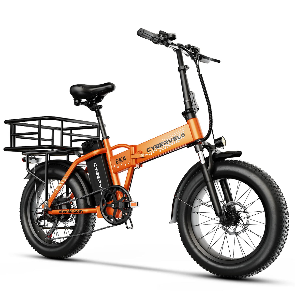 Cybervelo 20” Fat Tire Removable Battery E-Bike 1000W Peak 48V20.8ah 7-Speed Shift Electric Bike 28+MPH 80Miles Long Range EK4