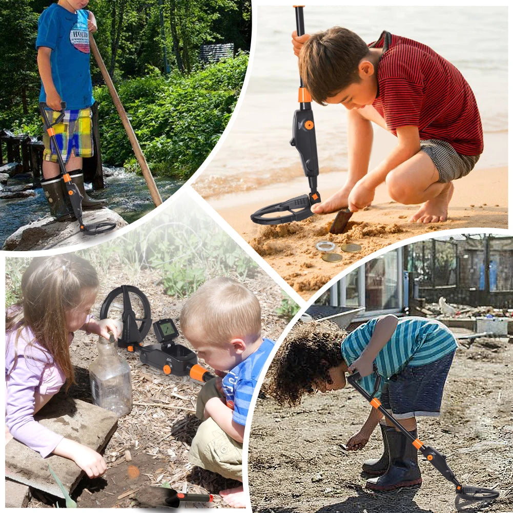 Metal Detector for Adults & Kids, Lightweight Metal Detector Waterproof Adjustable 30" to 42" Gold Detector for Backyard Search