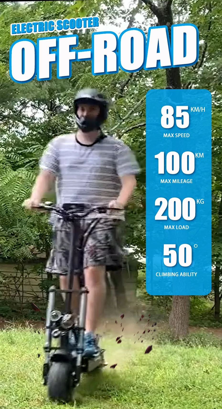 60-85KM/H Fast Electric Scooter for Adults, 1200W-6000W High Power E Scooter Single/Dual Motor, 48V 52V 60V 72V Long Range 40-100KM, 10Ah-30Ah Battery, 11 Inch Off Road Fat Tire All Terrain Electric Scooter with Dual Suspensi