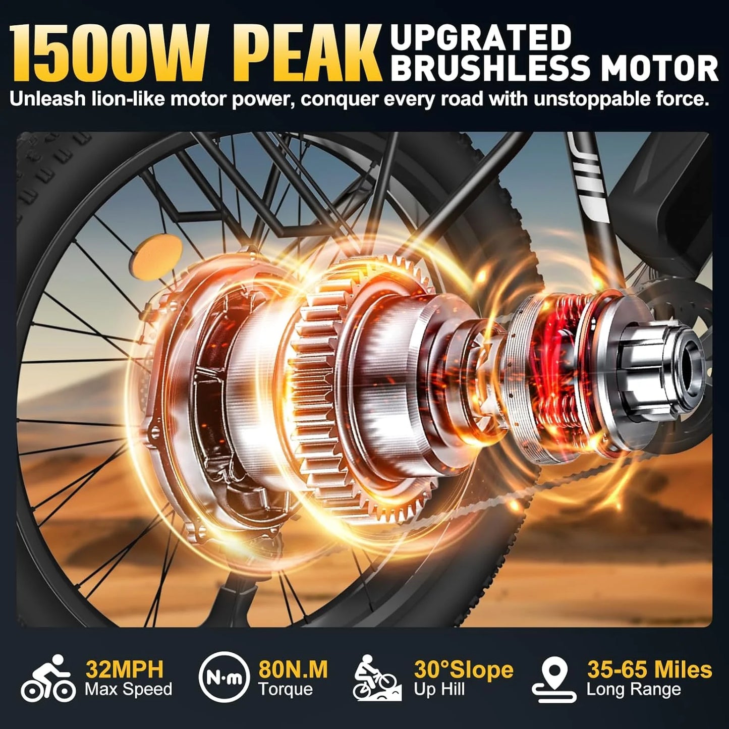 26 Inch Adult E-Bike 1000W Brushless Motor Electric Bicycle 48V15AH Battery Road & Off-road Mountain Ebike
