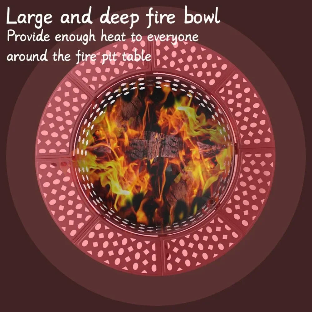 Fire Pit with 2 Grills, Wood Burning Fire Pits for Outside with Lid, Poker and Round Waterproof Cover, BBQ& Outdoor Fire