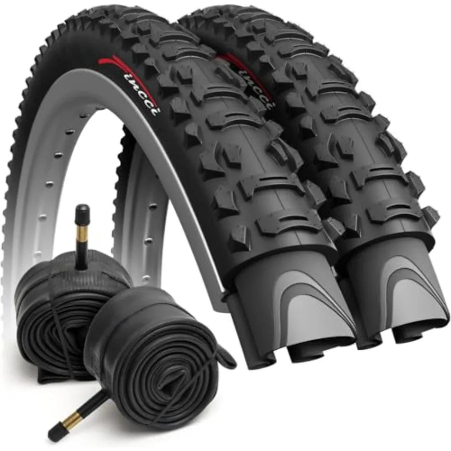 Knobby 26 inch Bike Tires 2X 26 inch Bike Tube 50-559 - Pair 26x1.95 Bike Tire - Mountain Tires Kevlar - 26" Wheelset for El