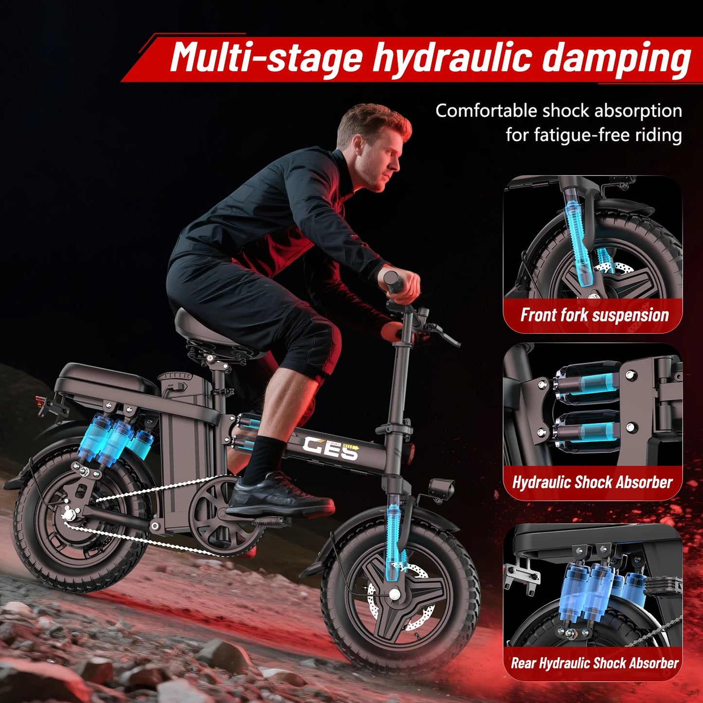 GE5 Adults Electric Bike 500W Peak Motor 48V 15AH Removable Battery Electric Bicycle 14 Inch Folding Urban leisure e bike
