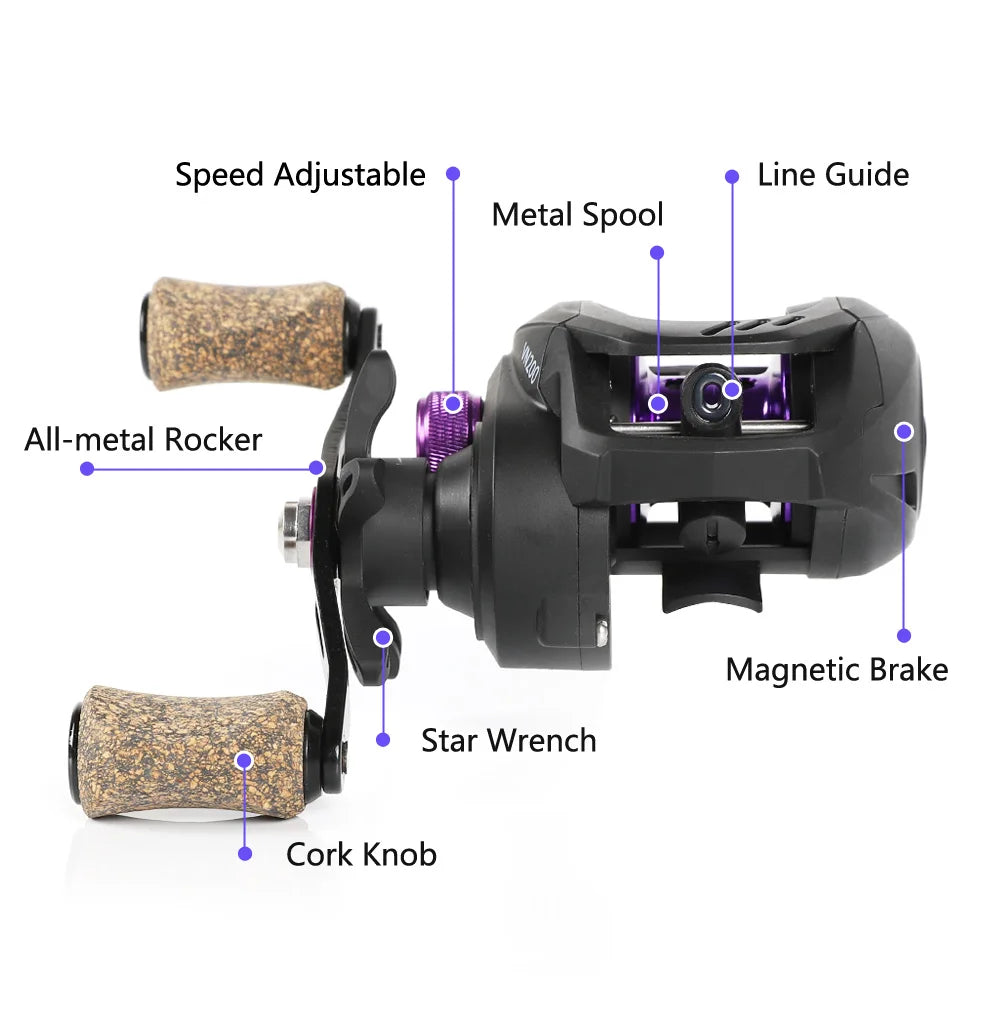 Baitcasting Reel 7KG Max Drag 6.5:1 Gear Ratio Ultra-smooth 12+1BB Professional Baitcaster Fishing Reels for Freshwater Saltwater Bass Trout Fishing