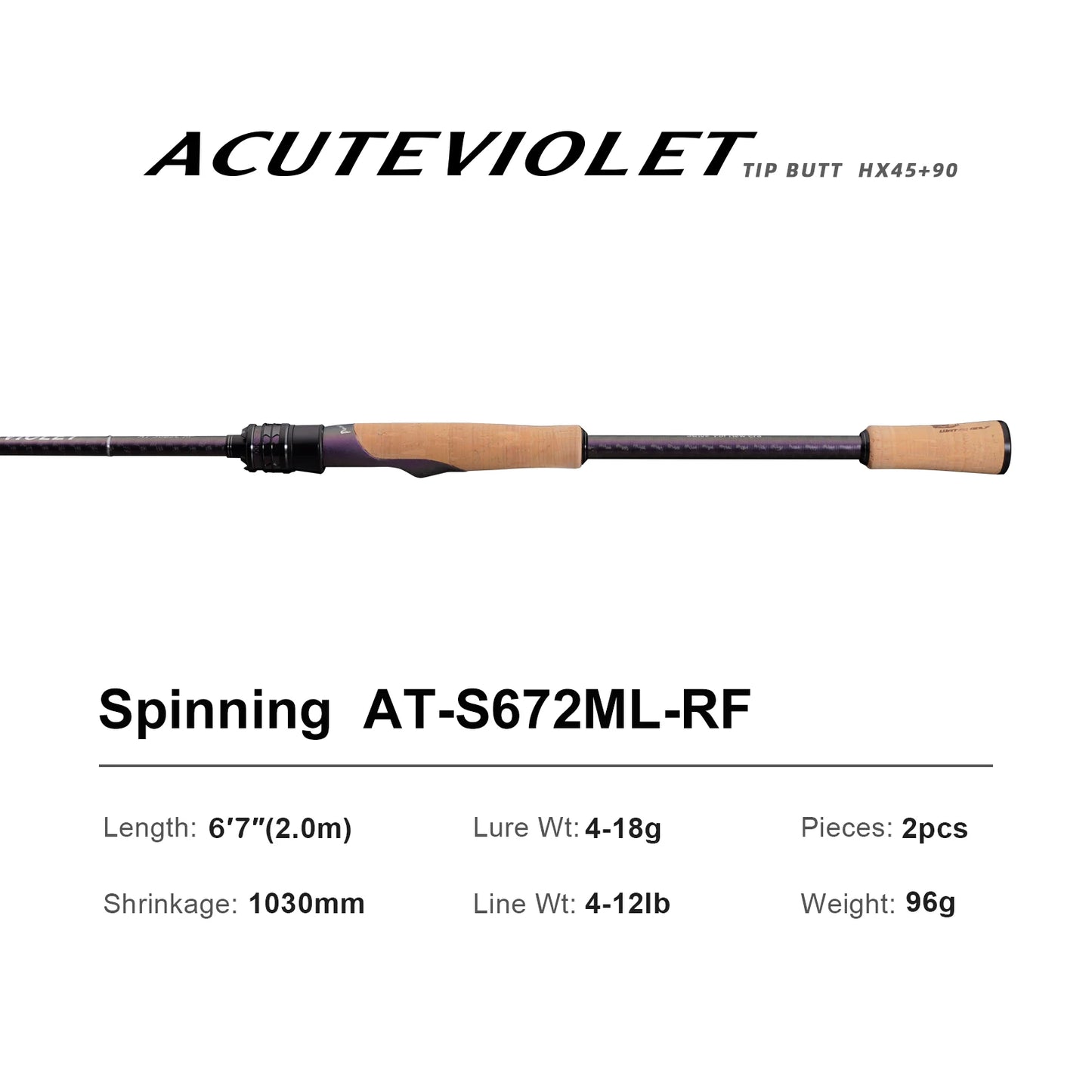 ACUTEVIOLET Regular Fast Action Rod TZ Ring TITANIUM FRAME 6FT Spinning and Casting Bass Pike Catfish Rod Trouts Perch