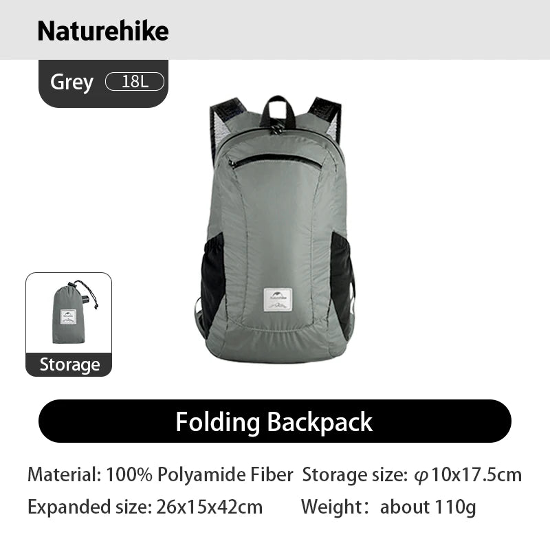 Backpack 18L Black Ultralight Outdoor Waterproof Folding Backpack for Men Women‘s Bag Camping Hiking Shoulder Bag