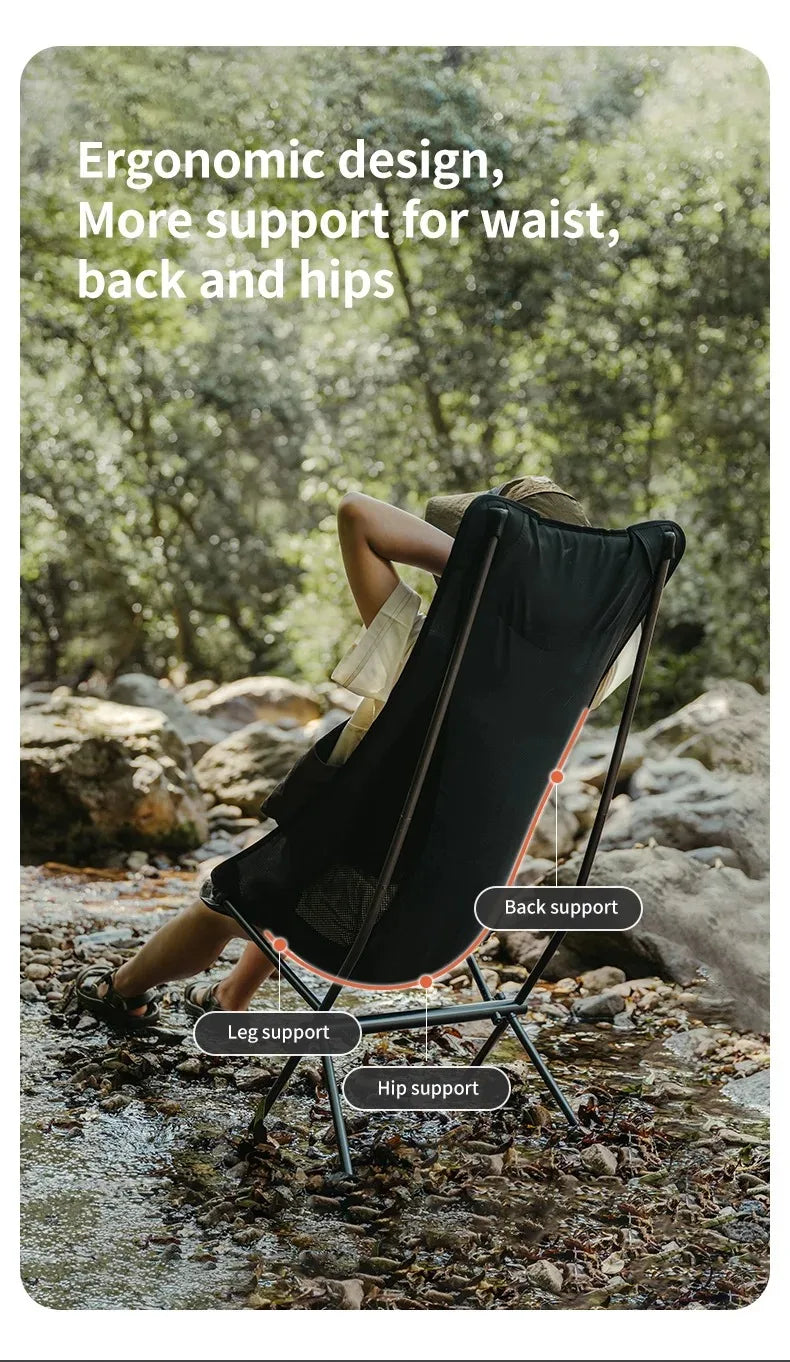 Ultralight Folding Chair L04 150kg Load Capacity for Fishing Picnic Outdoor Hiking Moon Chair Portable Relax Chair