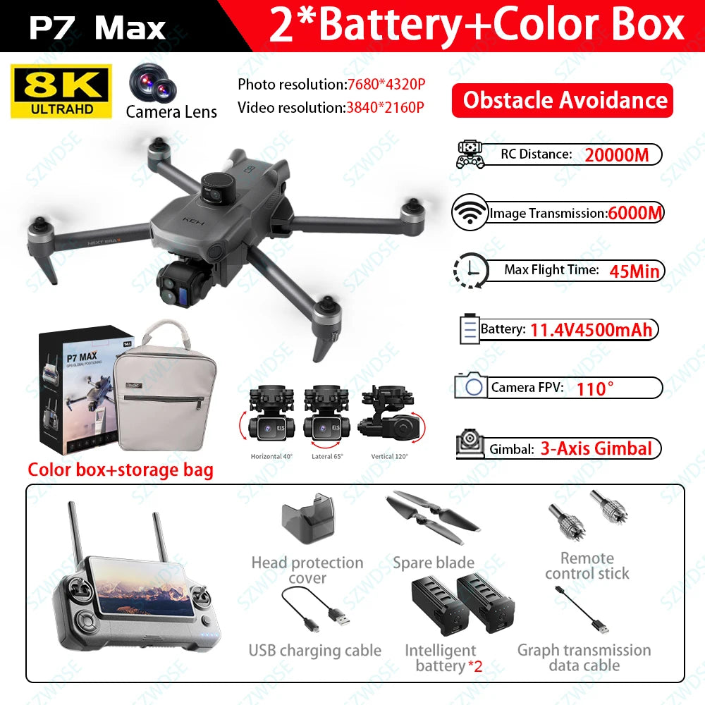High-end Professional GPS Drone 8K With Screen Remote Control 20km Digital Image Transmission Brushless RC Quadcopter Toy