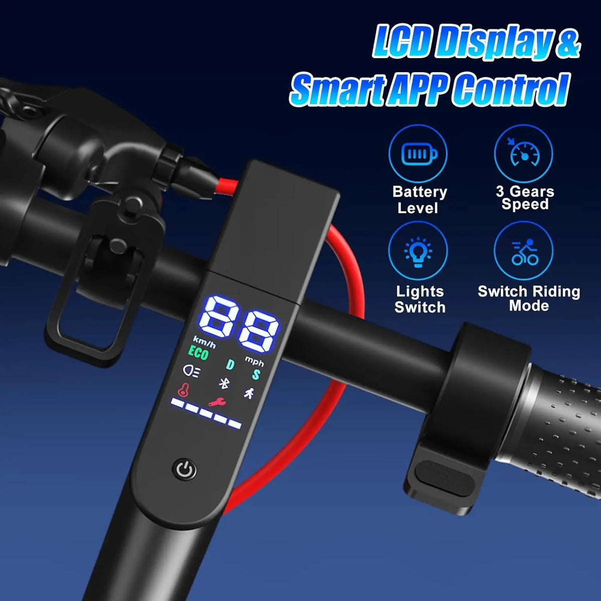 Electric Scooter with App for Adults 350W Motor 36V 5.2Ah Battery Up to 19 Miles Range Foldable E Scooter Solid Tire 8.5''