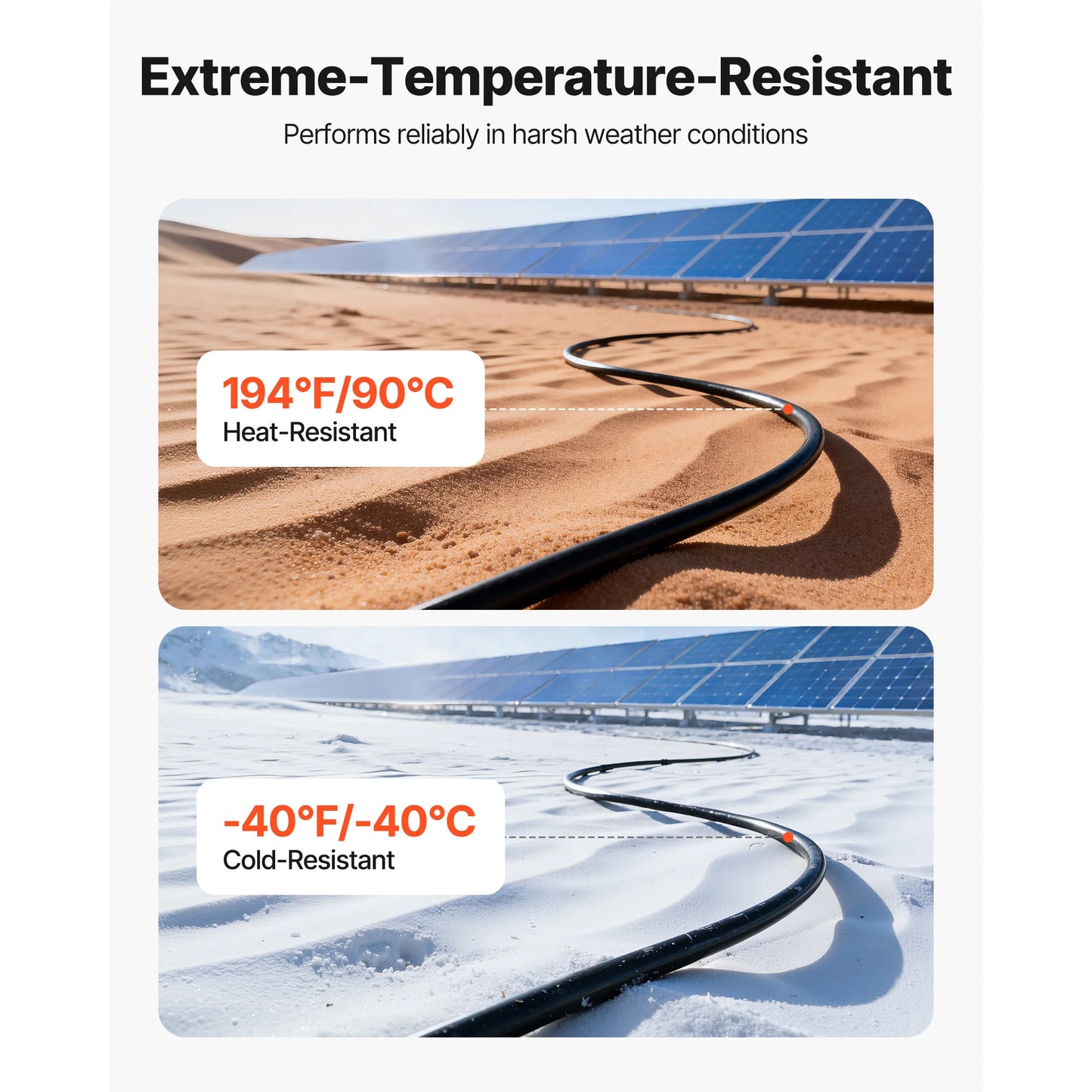 Solar Panel Wire 50 ft Black + 50 ft Red Kit / 65 ft Black + 65 ft Red Kit / 100 ft Black + 100 ft Red Kit PV Tinned Copper Wire for Outdoor Home Off-Grid Photovoltaic Systems Black and Red