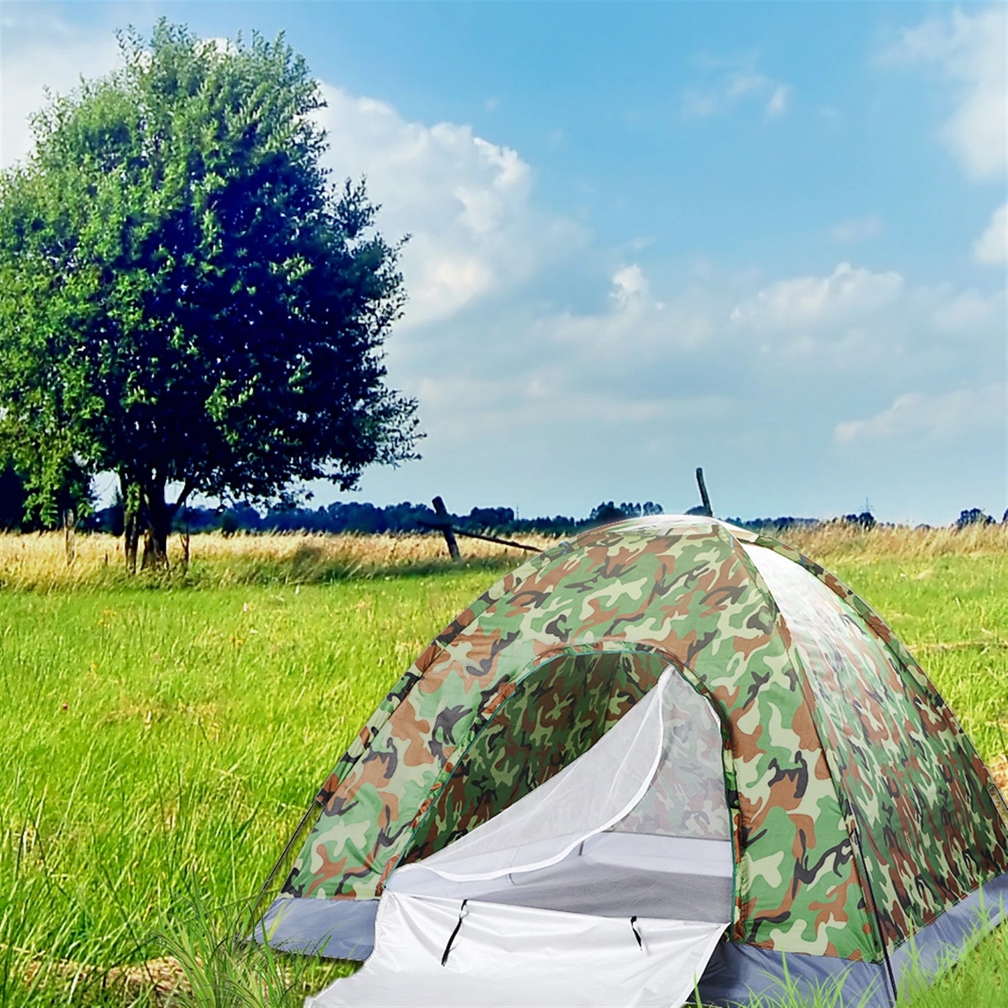 3 4 Person Camping Dome Tent Waterproof UV Proof 180T Silver Coated Polyester Fiberglass Poles Portable Bag Outdoor Camouflage