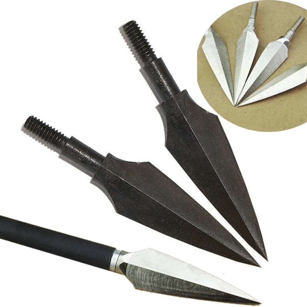 12/24pcs Archery 150grain Traditional Broadheads Hunting Arrowheads Bow And Arrow Shooting Target Practice Carbon Steel Arrow Tip