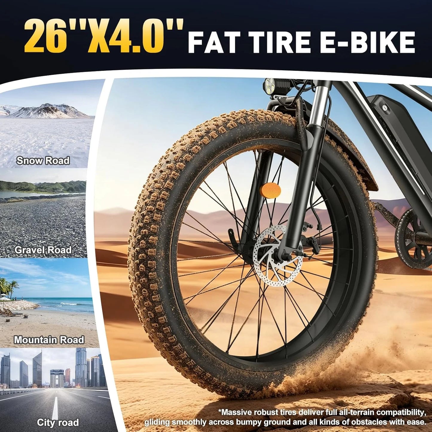 26 Inch Adult E-Bike 1000W Brushless Motor Electric Bicycle 48V15AH Battery Road & Off-road Mountain Ebike