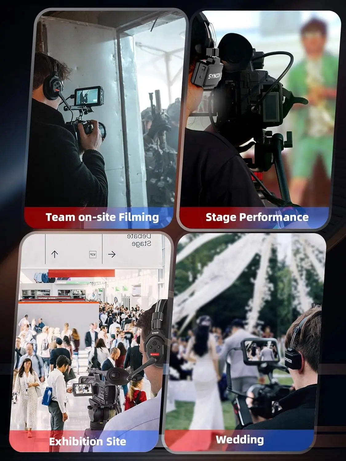 XTALK X2 X5 2.4G Wireless Intercom Headset System 2-Person 350M 1148FT 24H Working Time Noise Reduction for Video Shooting