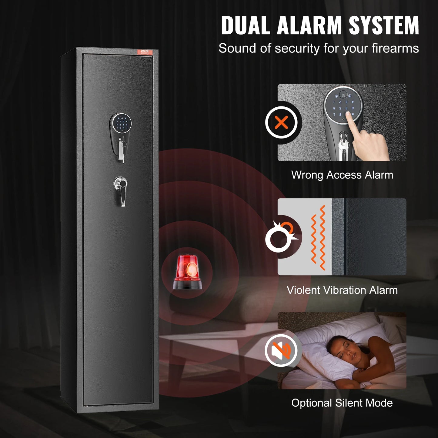 3-8 Rifles Gun Safe with Digital Keypad & Lock Gun Storage Cabinet with Removable Storage Shelf for Home Long Gun Pistols