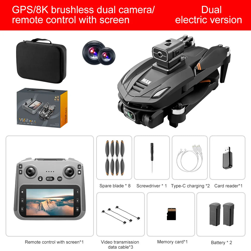 Mini Drone Screen Ccontrol 8K HD Dual Cameras Remote 5G WIFI FPV Remote Control Portable Obstacle Avoidance Drone