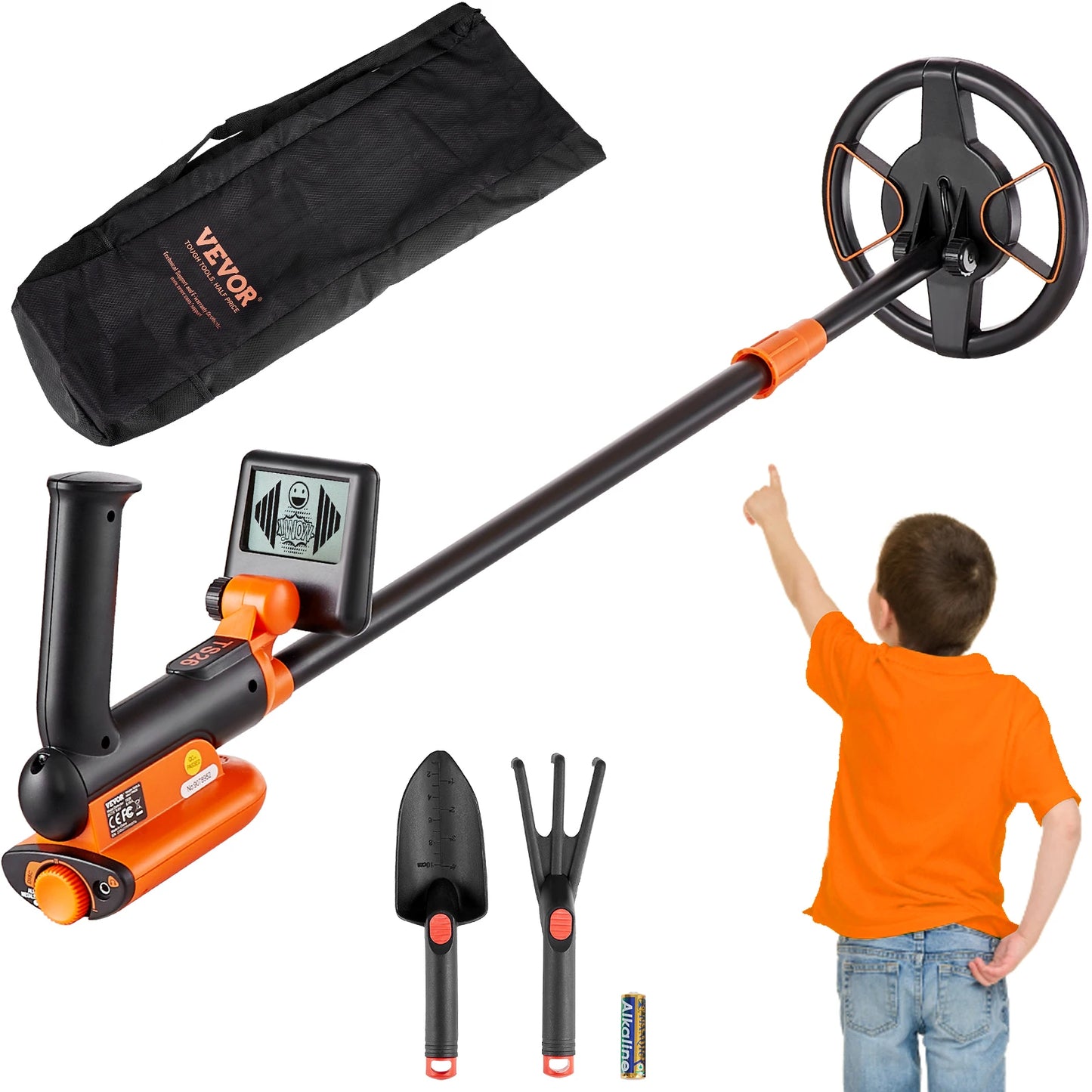 Metal Detector for Kids 6Inch 25''-37''Adjustable Length IP68 Waterproof Search Coil with LCD for Detecting Gold