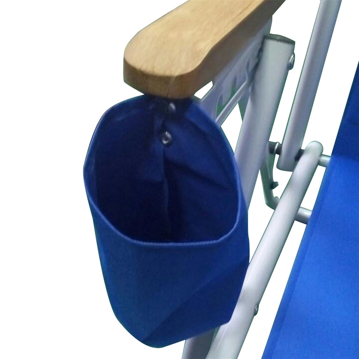 Portable High Strength Beach Chair with Adjustable Headrest Foldable Outdoor Camping Chair 600D Fabric Cup Holder Heavy Blue