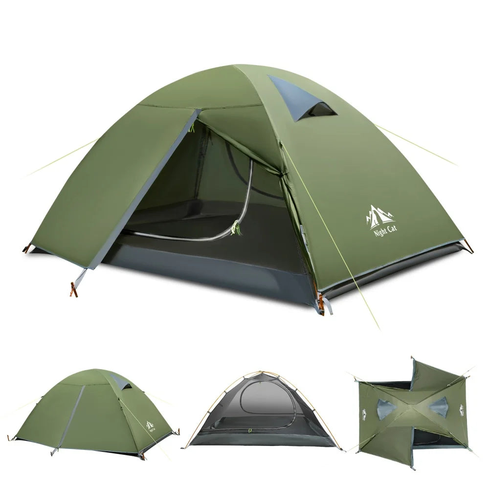 2-Persons Backpacking Tent: Waterproof Lightweight Camping Tent for Two People Hiking Outdoor Mountain with Aluminum Poles and Rainfly