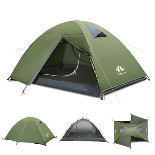 2-Persons Backpacking Tent: Waterproof Lightweight Camping Tent for Two People Hiking Outdoor Mountain with Aluminum Poles and Rainfly