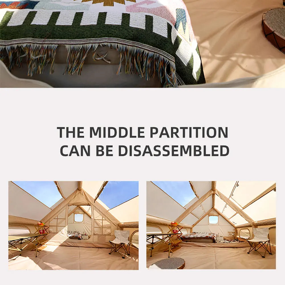 Camping Inflatable Tent for Family, PVC Skylight Air Tube, Camp Base Tents, 12 Square Meters, Large Space, 6-8 Person