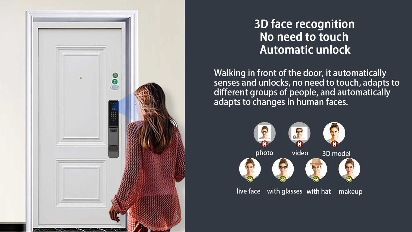 Waterproof Outdoor Smart  Lock Wifi Alexa Tuya APP Aluminium Alloy Material Fingerprint Password Smart Door Lock With Camera