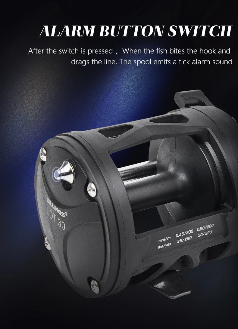 Trolling Drum Fishing Reels 33LB Max Drag 3.8:1 Gear Ratio High Toughness Body Freshwater & Saltwater Universal Bait Caster Fishing Reel
