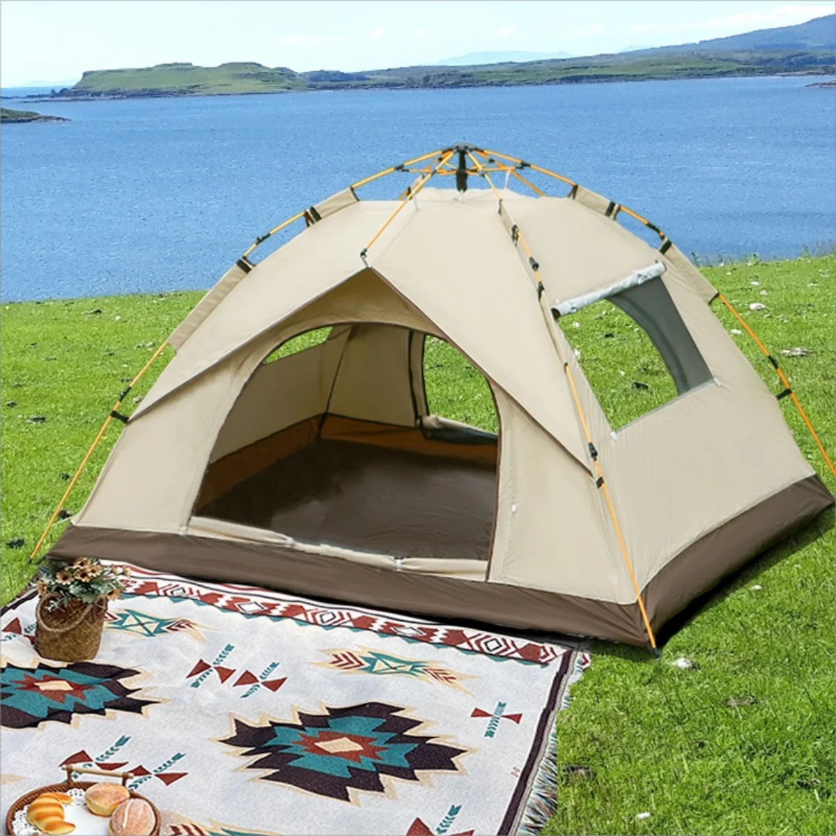 Outdoor shelter Sunshade Self-driving Travel Camping Tent Reactive outdoor Camping tent Two doors and two windows